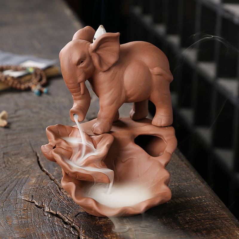 Lotus Leaf Elephant Backflow Incense Burner