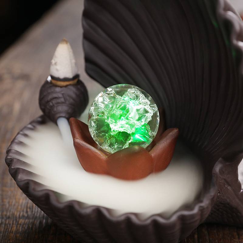 Shell Shaped Backflow Incense Burner with Led Lighting