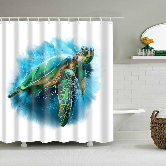 Ocean Creatures Green Sea Turtle Shower Curtain