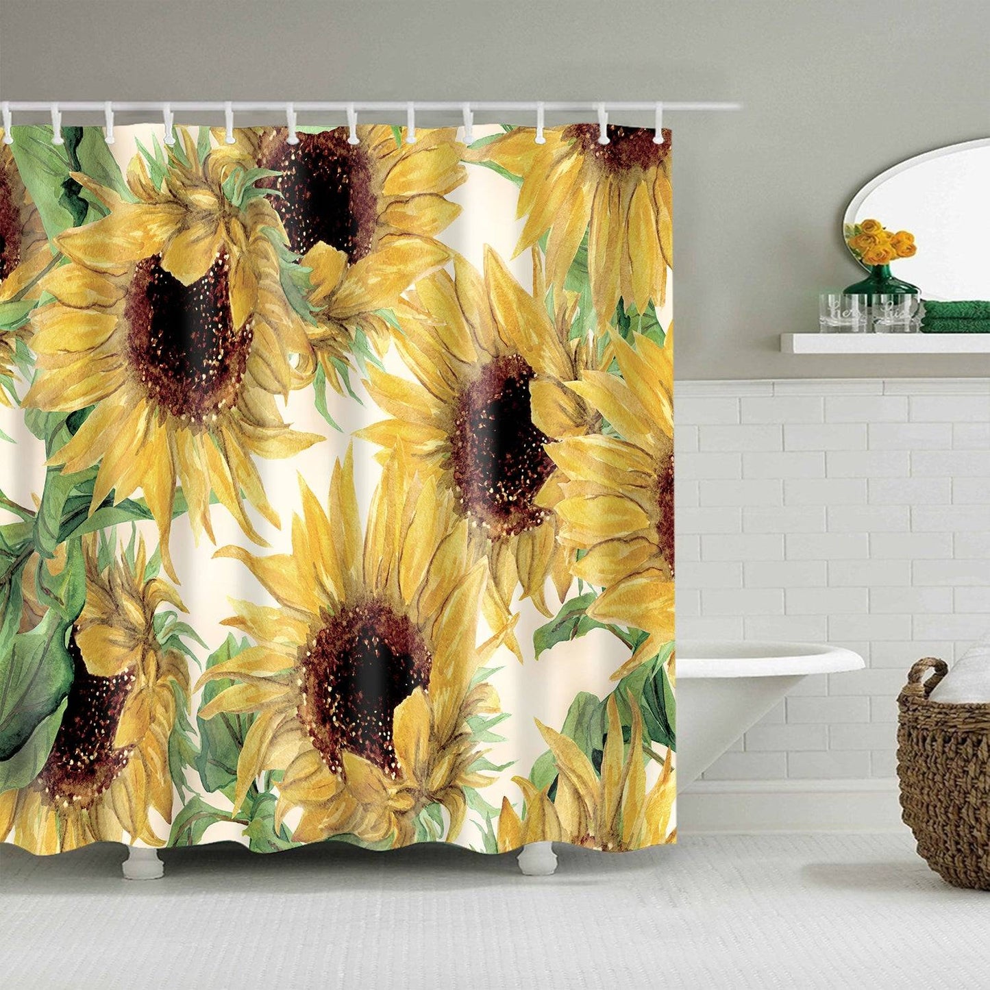 Summer Flower Nostalgic Sunflower Shower Curtain | Summer Flower Shower Curtain