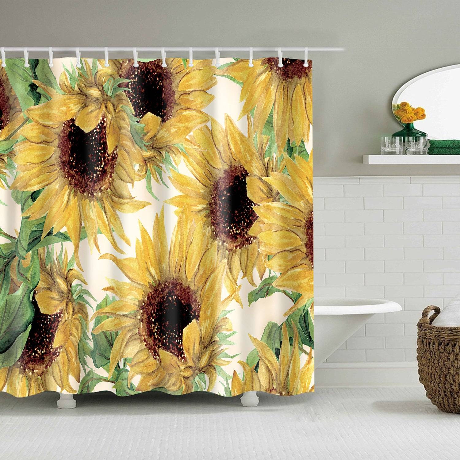 Summer Flower Nostalgic Sunflower Shower Curtain | Summer Flower Shower Curtain