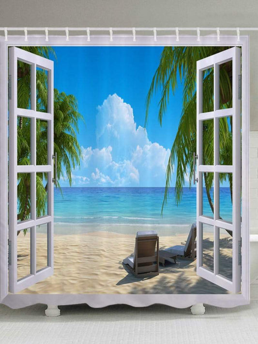 Seaview in The Window Beach Shower Curtain
