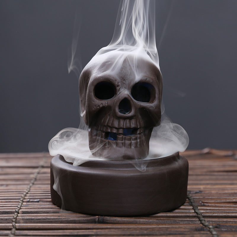 Skull Backflow Halloween Incense Burner LED LIghts with Acrylic Hood