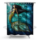 Stained Art Mermaid Fabric Shower Curtain | Blue Mermaid Bathroom Curtain