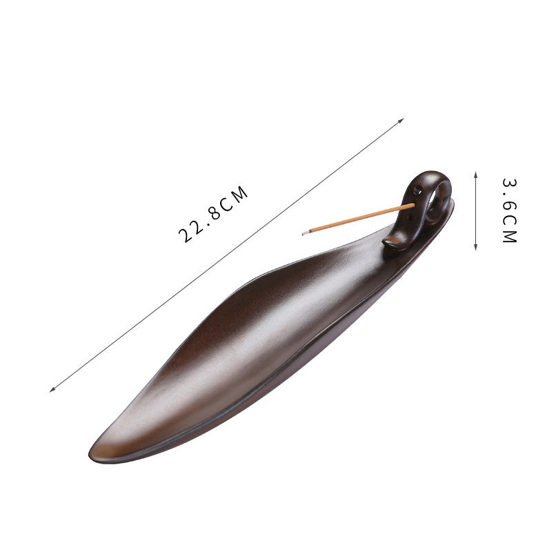 Sense of Abstract Art Leaf Shape Incense Stick Holder with 3 Holes