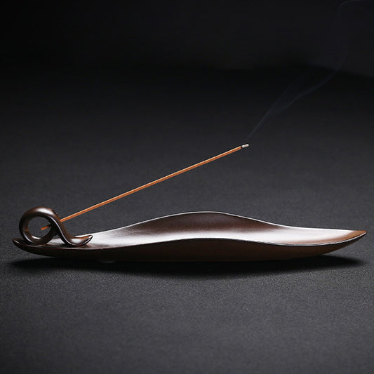 Sense of Abstract Art Leaf Shape Incense Stick Holder with 3 Holes