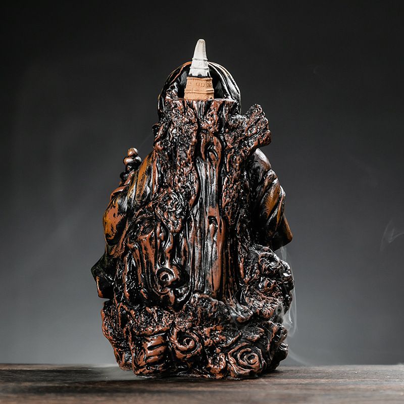 Gothic Skeleton Skull Warrior Backflow Incense Burner