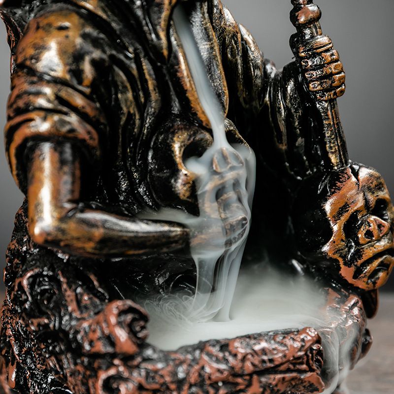 Gothic Skeleton Skull Warrior Backflow Incense Burner