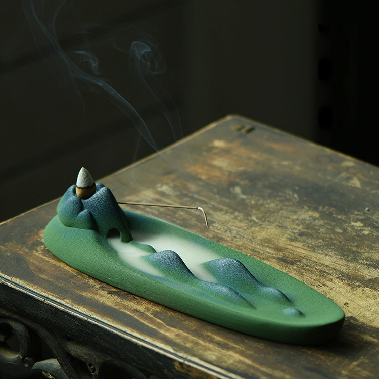 Mountain River Incense Holder with Incense Stick Hole