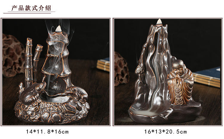 Frog and Bamboo Backflow Incense Burner