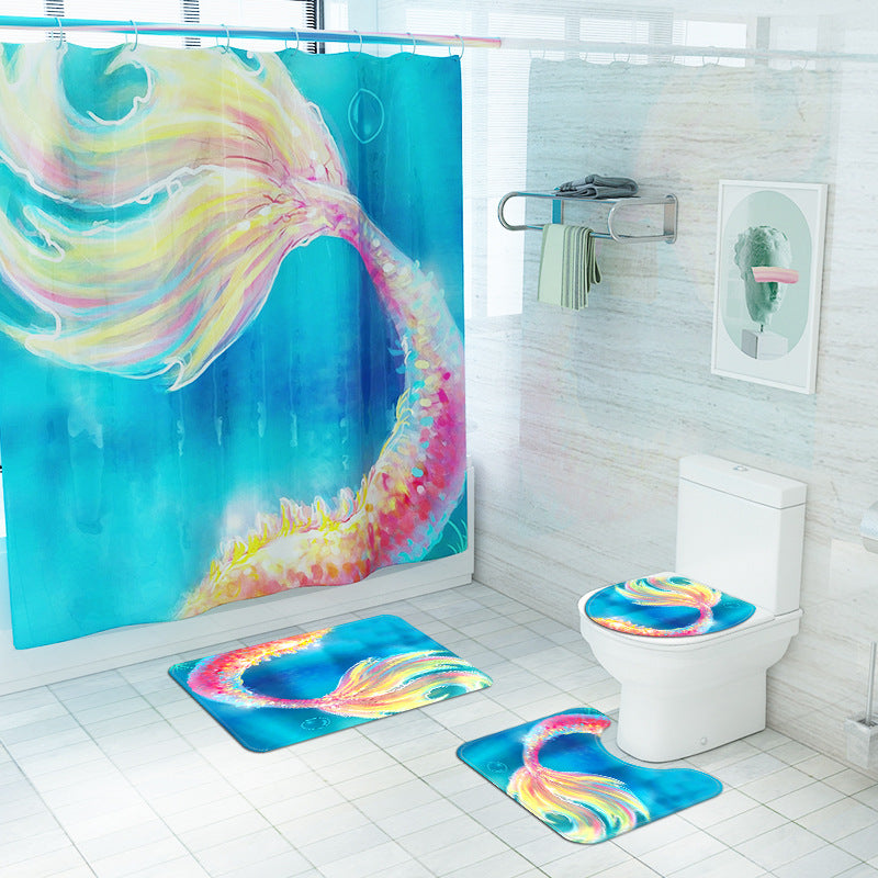 Colorful Mermaid Tail Shower Curtain | Colorful Mermaid Tail Bathroom Curtain