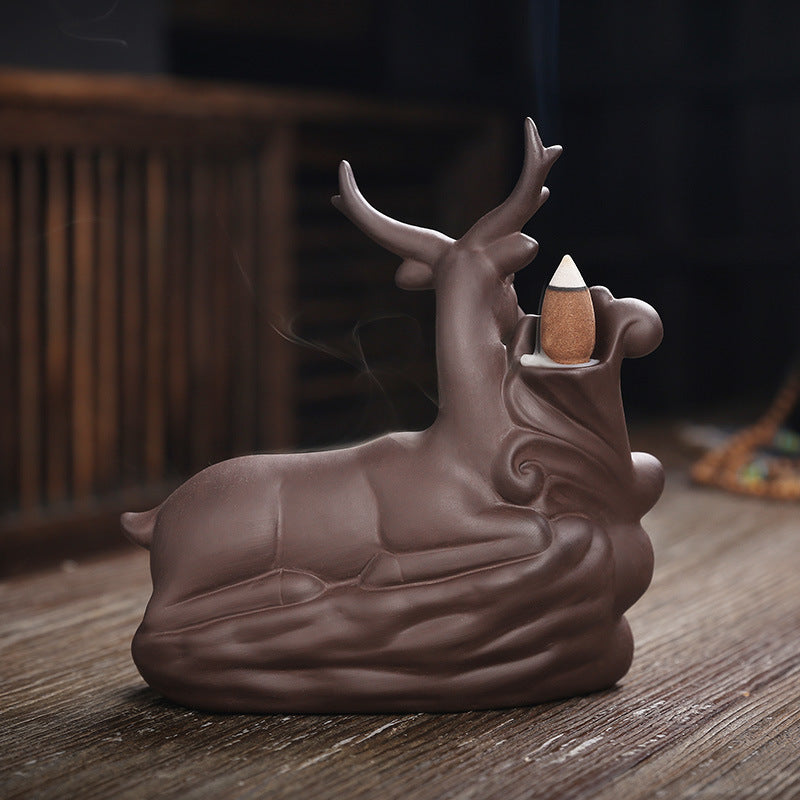 Cute Deer Incense Burner Waterfall Incense Holder