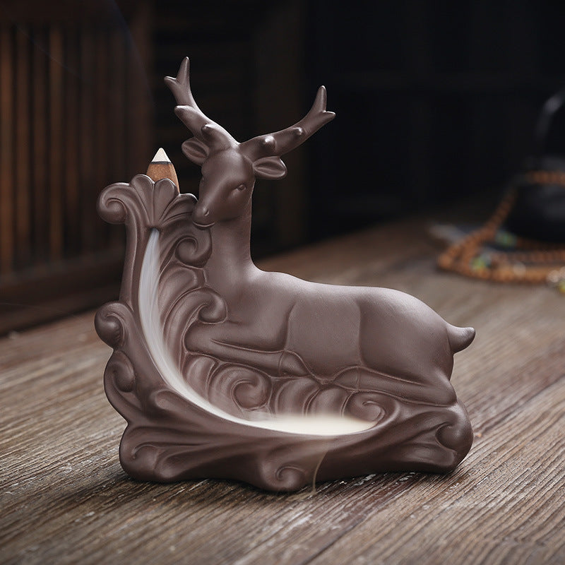 Cute Deer Incense Burner Waterfall Incense Holder