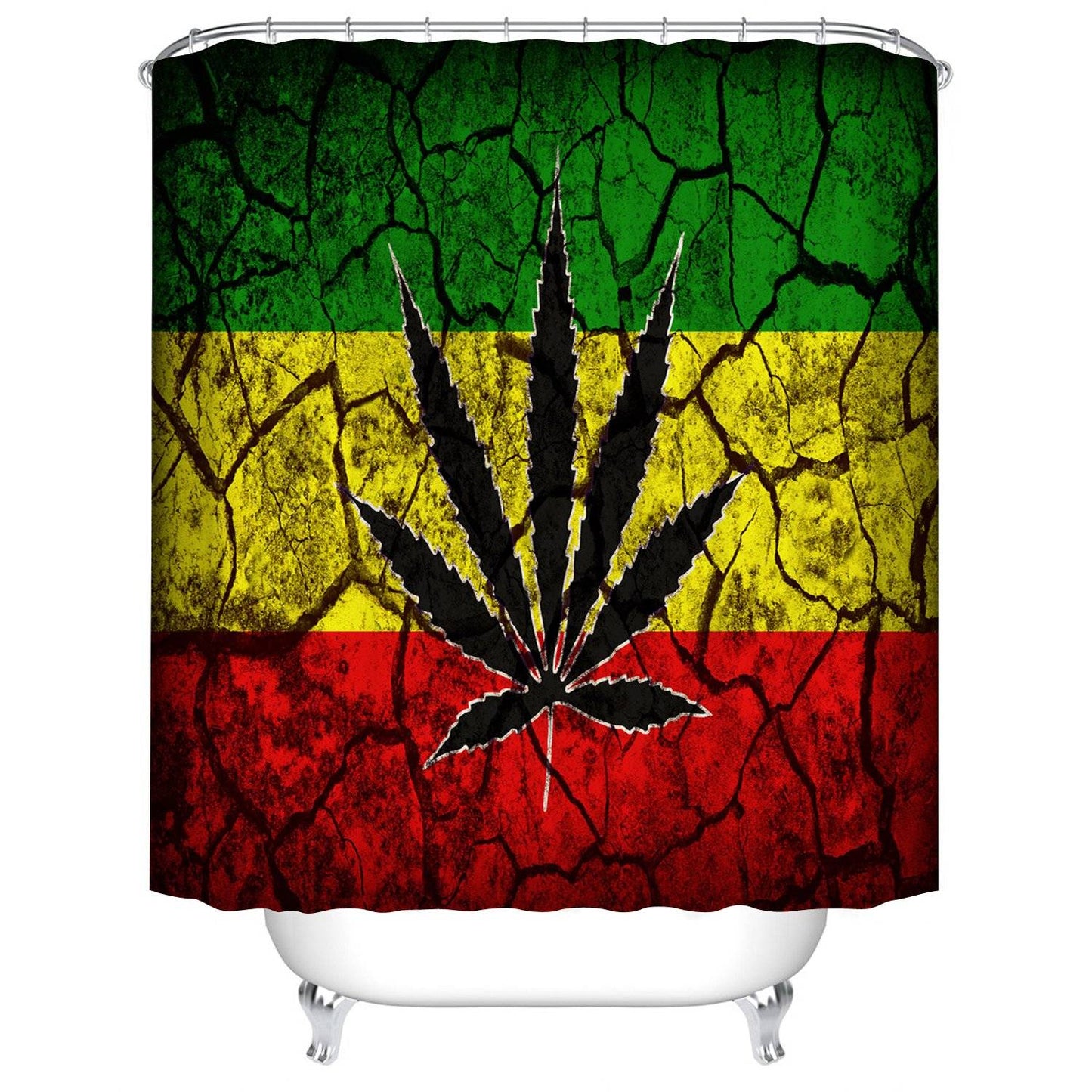 Cracked Colored Wall Cannabis Leaf Shower Curtain