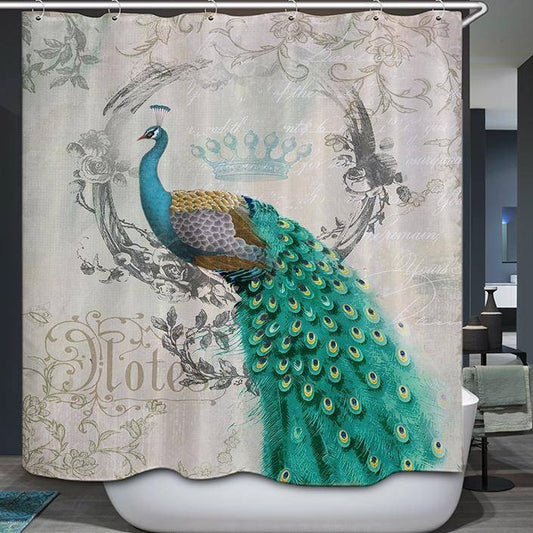 Elegant Bird Queen Crown Peacock Shower Curtain