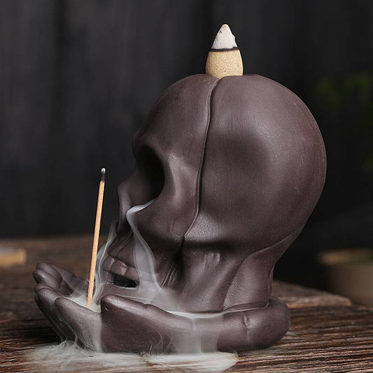 Skull in Palm Incense Waterfall Burner with Led Lighting