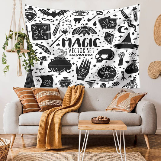 Potions Props Magic Vector Set Witchcraft Tapestry for Bedroom Living Room | Witch Wall Tapestry