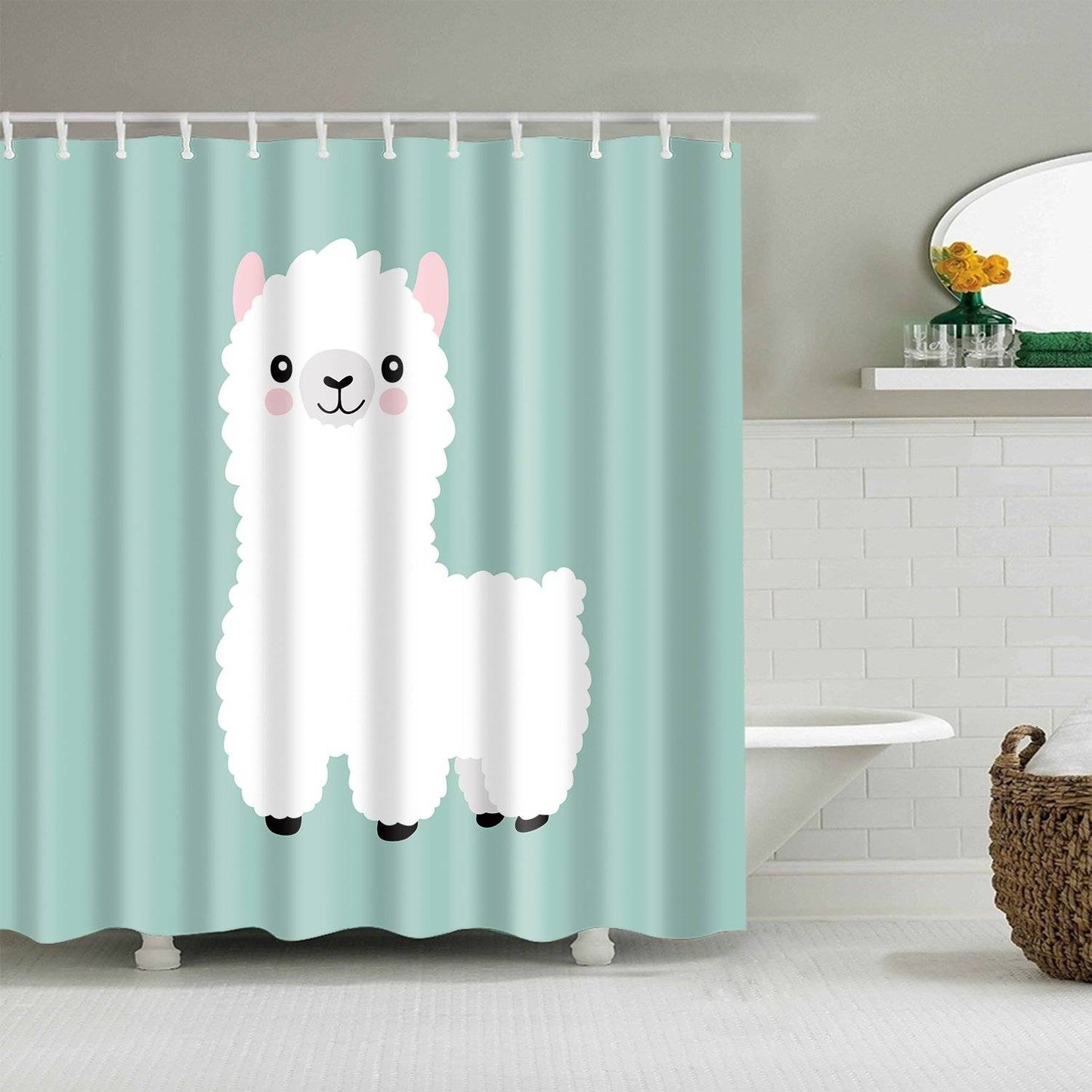 Cartoon Cute Llama Shower Curtain