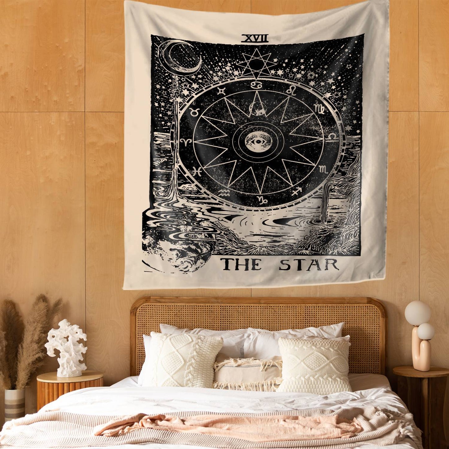 Sun Compass The Star Tarot Card Tapestry for Bedroom Living Room | The Star Tarot Tapestry