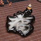 Black Porcelain Chinese Characters Backflow Incense Burner Pictographic Character