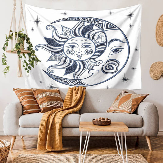 Boho Sun and Moon Wall Tapestry for Bedroom Living Room | Sun and Moon Tapestry