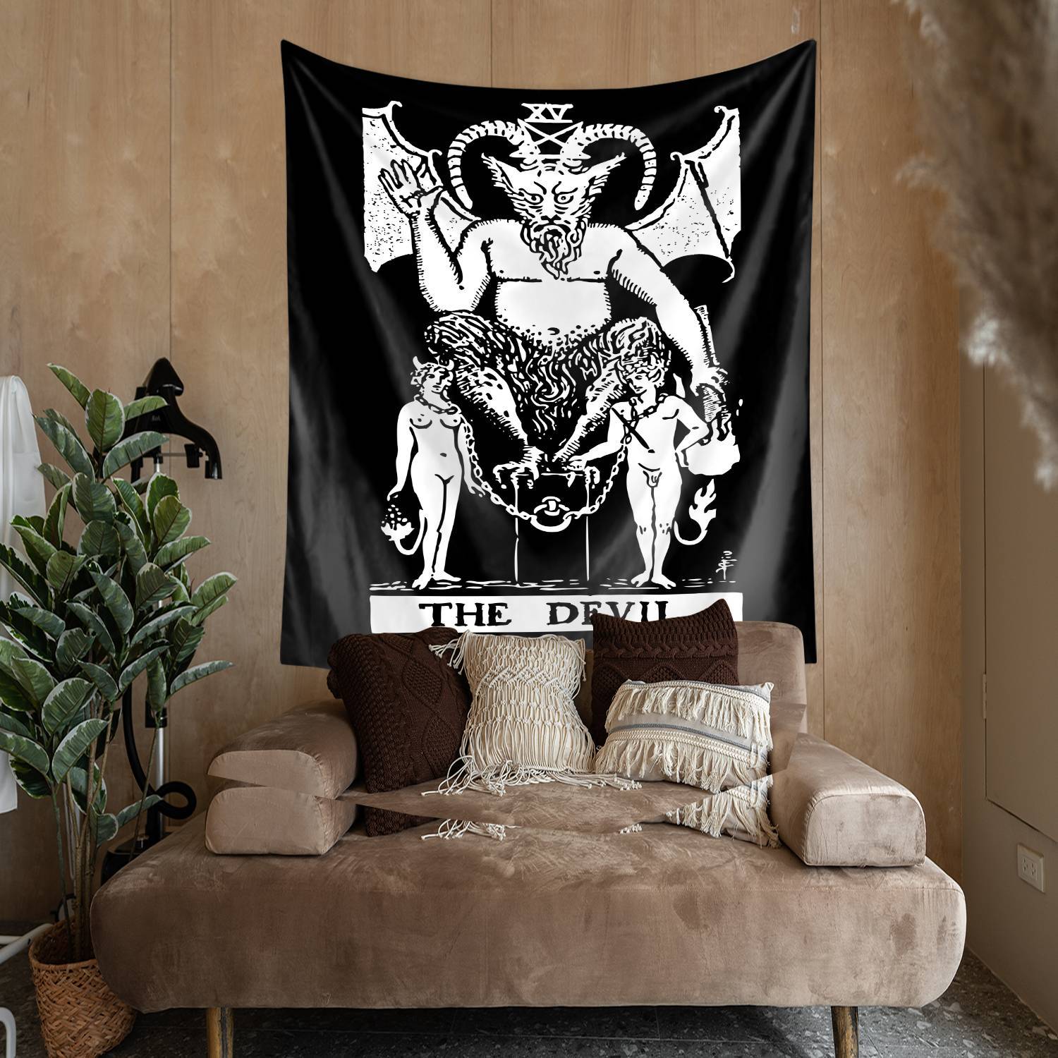 Satanic The Devil Tarot Card Tapestry for Bedroom Living Room | Satanic Tarot Card Wall Tapestry
