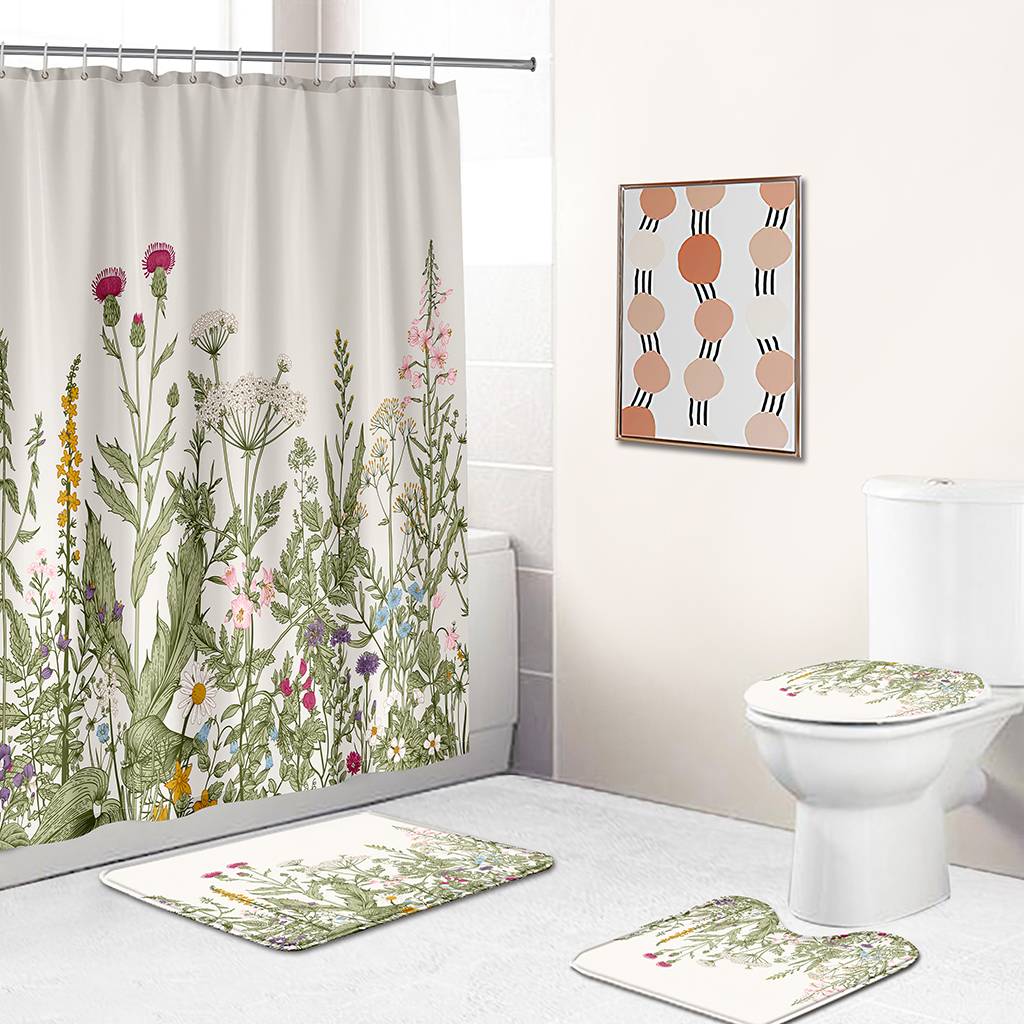 Floral Wildflower Shower Curtain | Wild Flower Bathroom Curtain