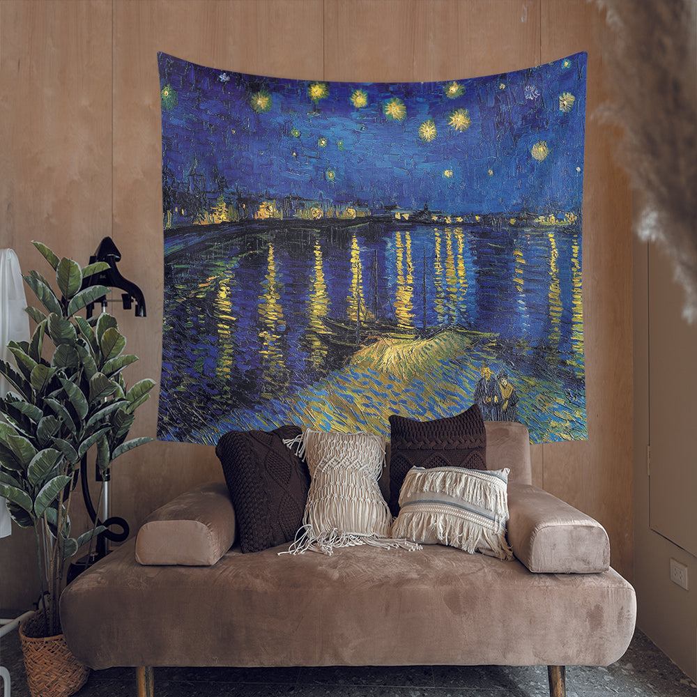 Van Gogh Starry Night Over The Rhone Tapestry for Bedroom Living Room Decor | Starry Night Over The Rhone Wall Tapestry