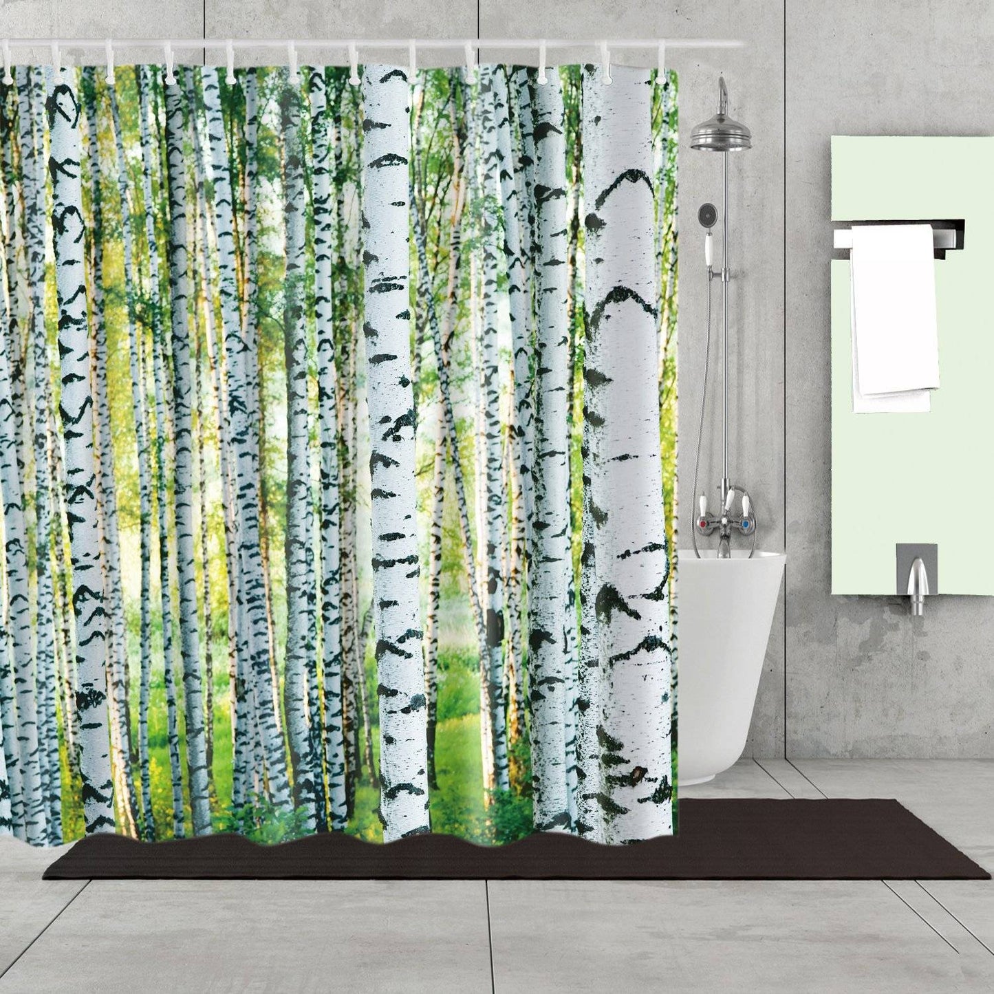 Silvery Dappled Woods White Birch Forest Shower Curtain