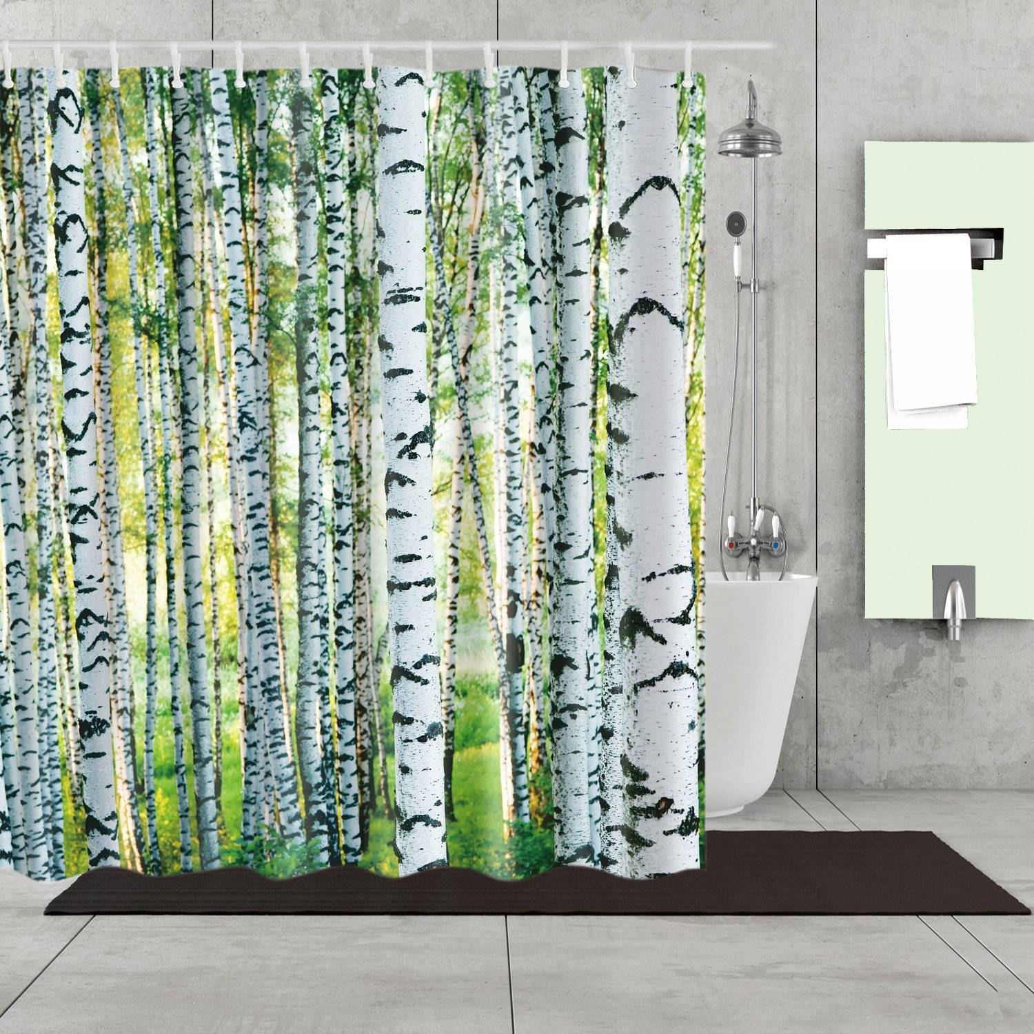 Silvery Dappled Woods White Birch Forest Shower Curtain