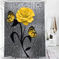 Water Drops Window Butterfly Colors Rose Shower Curtain | Butterfly Rose Bathroom Curtain