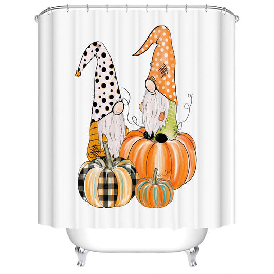 Cartoon Gnome Pumpkin Shower Curtain