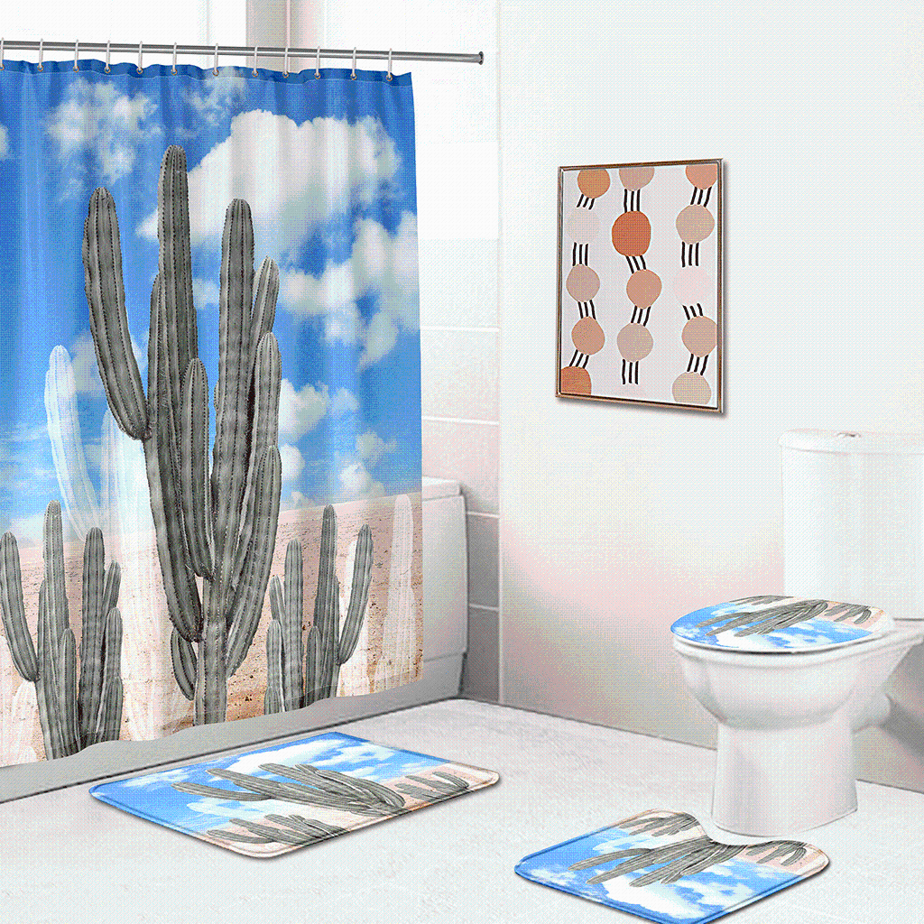 Blue Sky Desert Cactus Shower Curtain