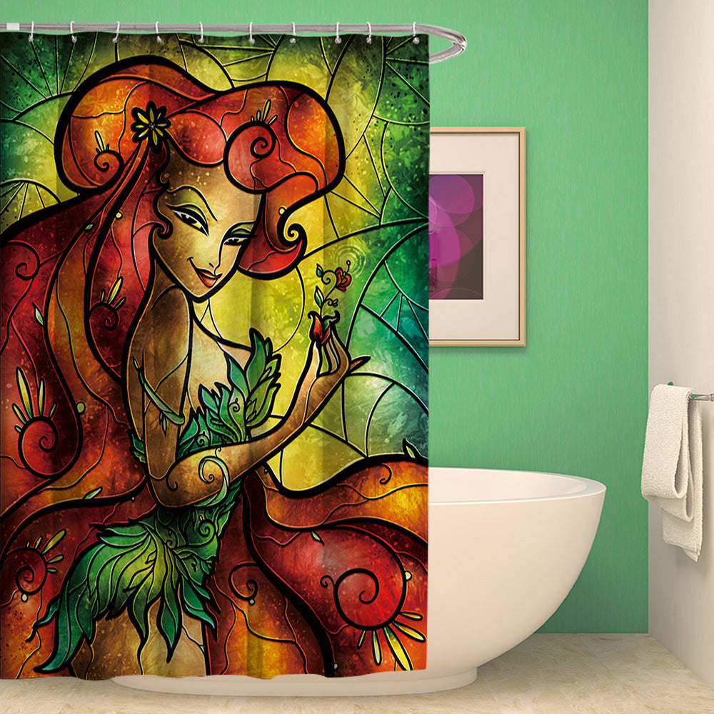 Tale Stained Art Fairy Shower Curtain | Fairy Bathroom Curtain