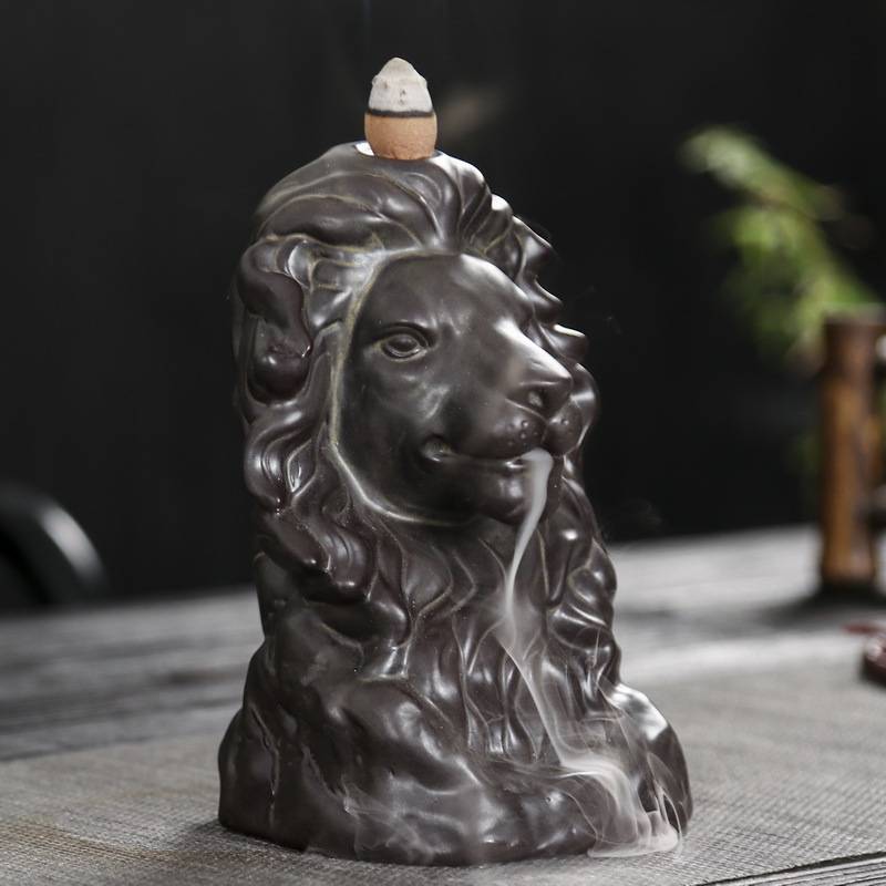 Smoke Backflow Lion Head Incense Burner