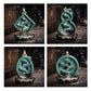 Ceramic Gradient Green Waterfall Smoke Incense Burner with Lotus Base