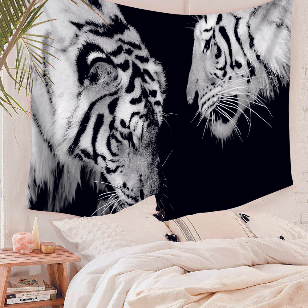 Black and White Tiger Tapestry for Bedroom Living Room | Black and White Tiger Tapestry Wall Hanging