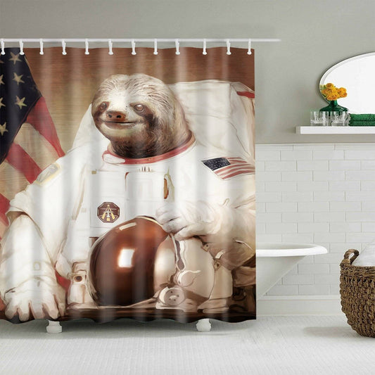 NASA Spaceman Returned from The Moon Astronaut Sloth Shower Curtain