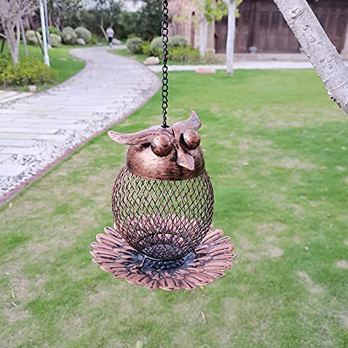 Metal Hanging Owl Shaped Bird Feeder | Hanging Owl Bird Feeder