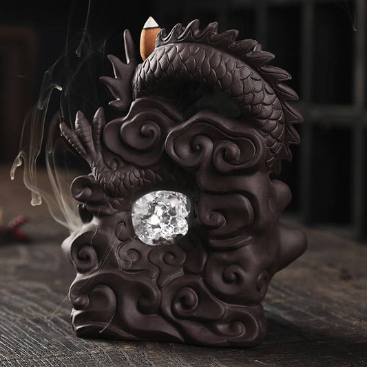 Chinese Dragon Backflow Incense Burner with LED Ball