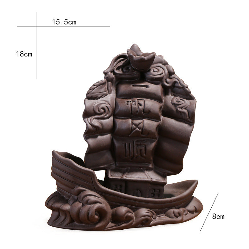 Boat Brave The Wind and The Waves Sailboat Backflow Incense Burner