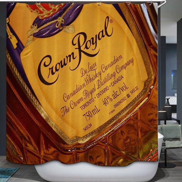 Whiskey Bottle Body Pattern Crown Royal Shower Curtain