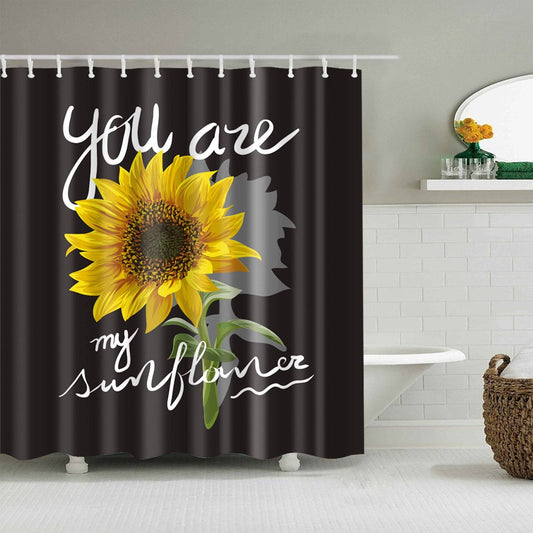 Black Backdrop You Are My Sunshine Sunflower Shower Curtain