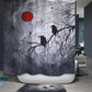 The Night with Blood Moon Halloween Horror Crows Shower Curtain