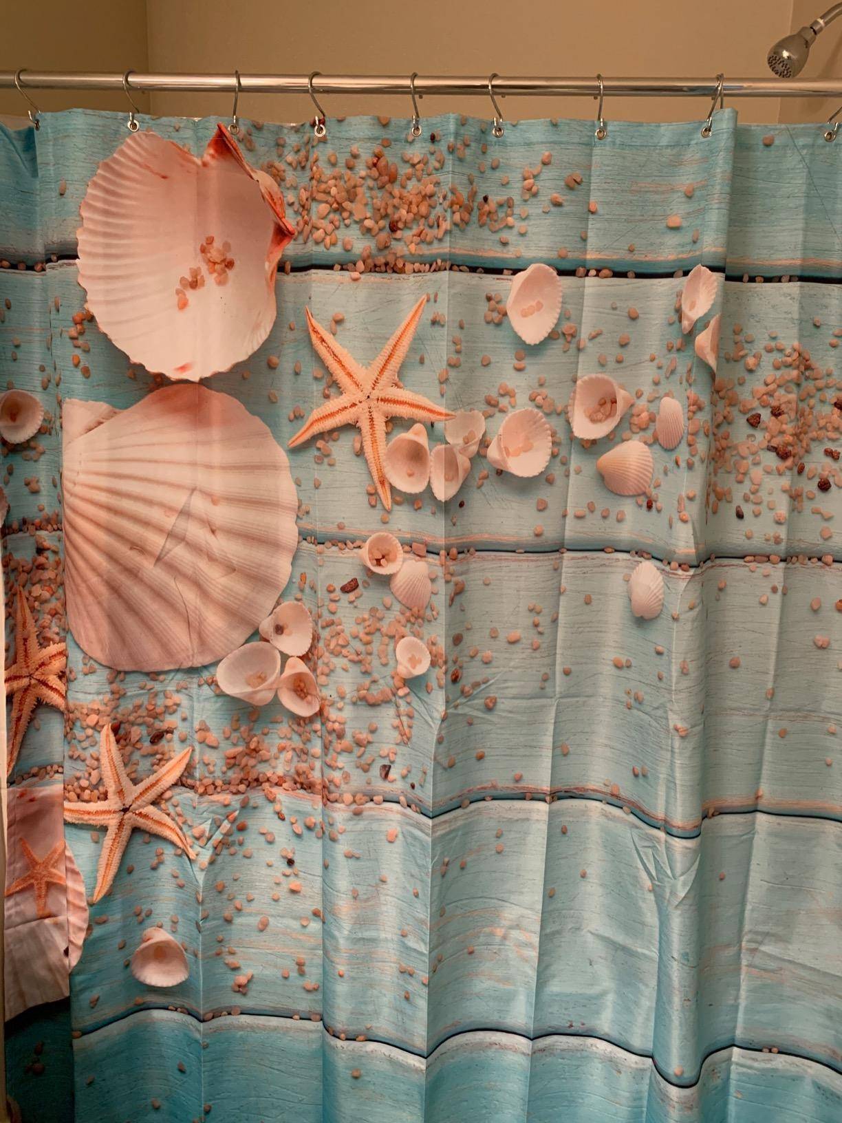 Light Blue Ocean Style Various Starfishs Seashell Shower Curtain