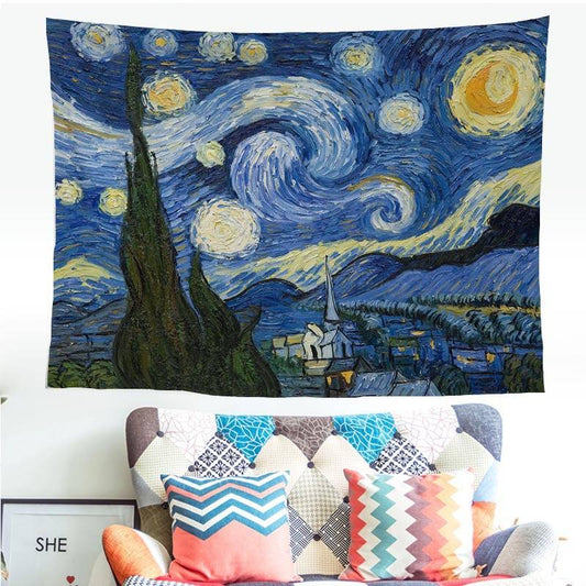 Van Gogh Starry Night Tapestry for Bedroom Living Room Decor | Van Gogh Starry Night Wall Tapestry