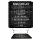 7 Rules of Life Quote Inspirational Shower Curtain | Motivational Shower Curtain