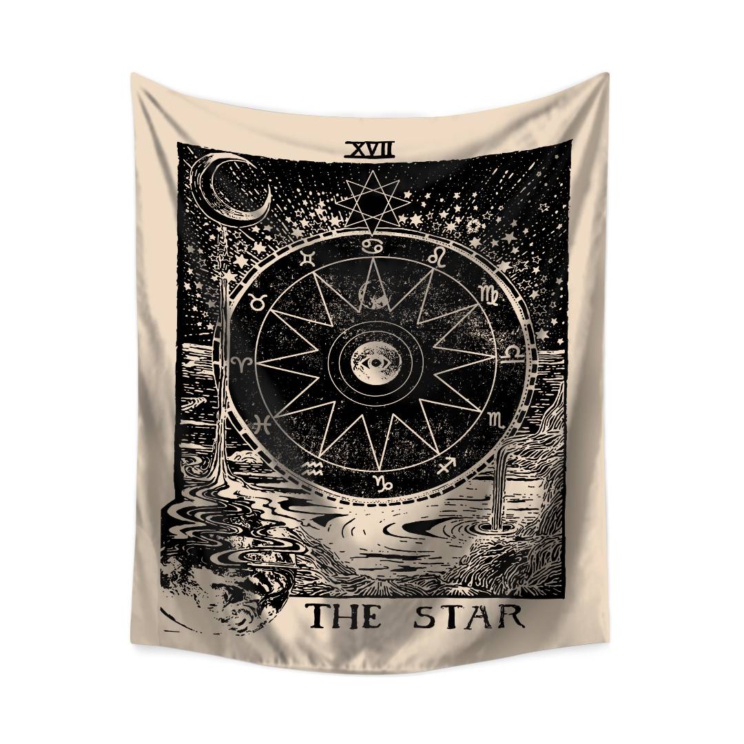 Sun Compass The Star Tarot Card Tapestry for Bedroom Living Room | The Star Tarot Tapestry