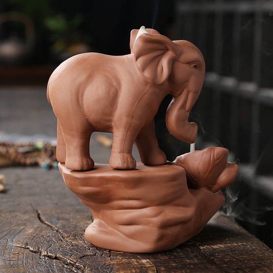 Lotus Leaf Elephant Backflow Incense Burner