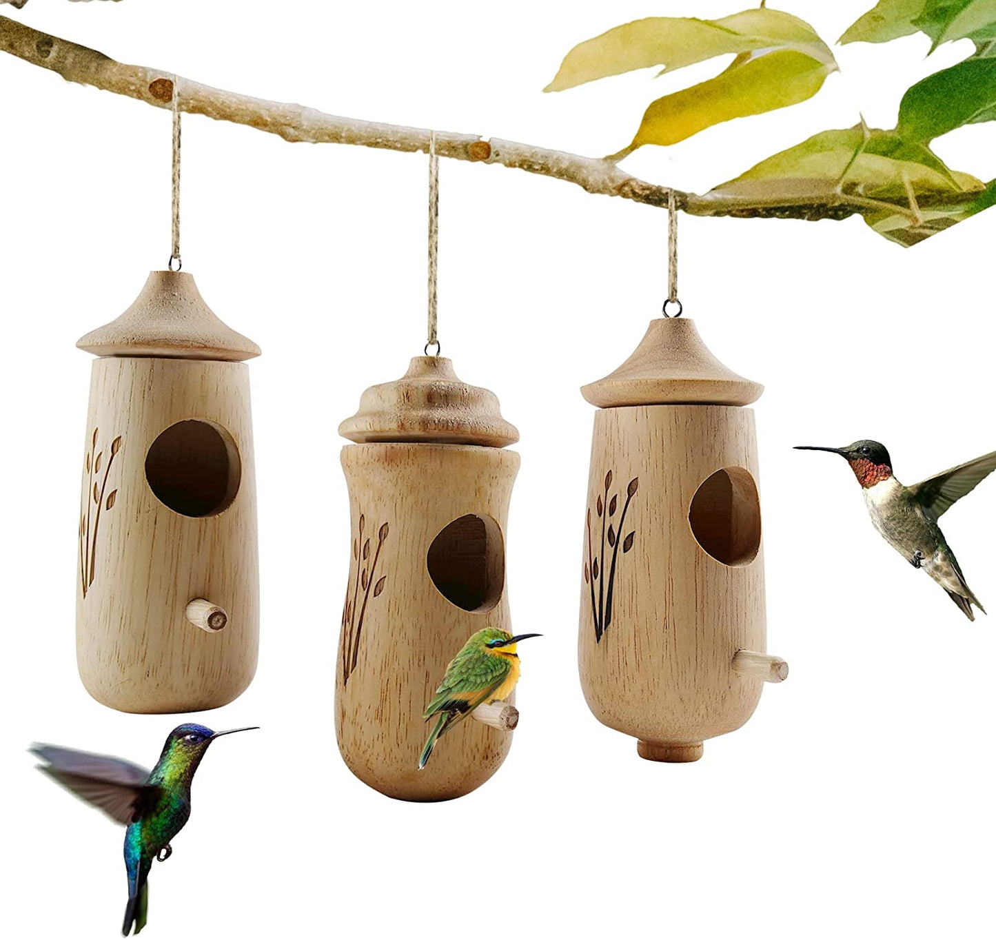 Wooden Hummingbird House for Outside Hanging | Bird Houses for Hummingbirds